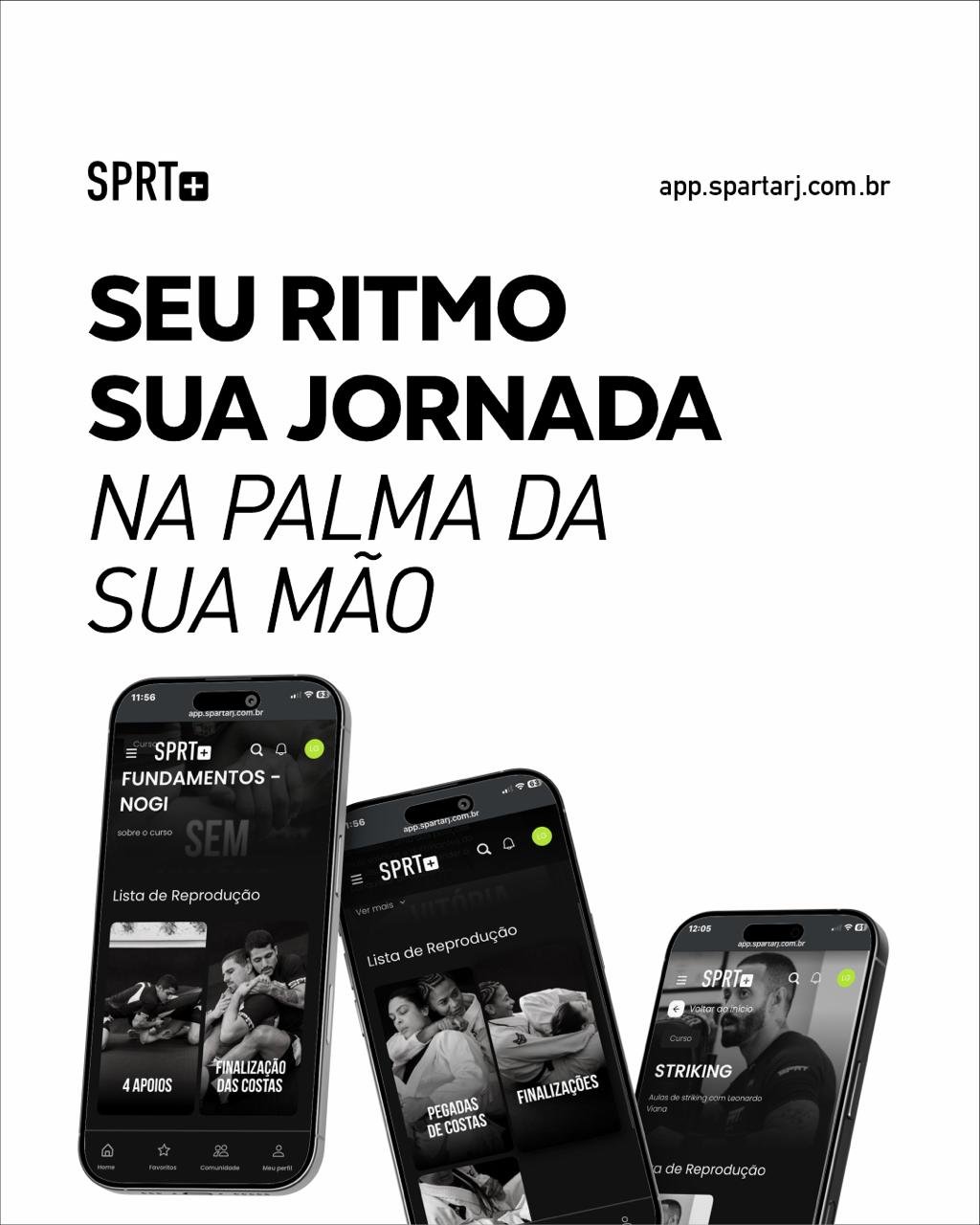 SPRT+ aberto em três celulares, seu ritmo e sua jornada